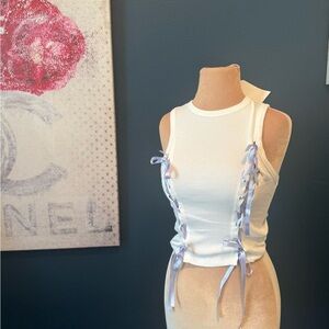 NWT Miss Selfridge Lace Up Ribbon Tank Size 2 White 2 for 20.
